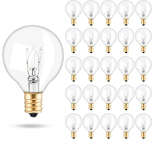 Palmcee 25 Pack Vintage LED Light Bulbs - G40 Clear Bulbs, Waterproof, E12 Base, Indoor/Outdoor