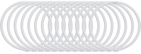 QUARKZMAN 14uds Ducha Cortina Anillos, 2 Pulgada ID Hierro Redondo a Presión Ganchos Ducha Cortina Ganchos Deslizamiento Suavemente Ducha Ganchos para Baño Ducha Cortina Varillas, Blanco