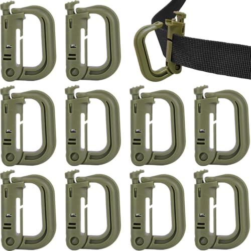 MUCHER 10stk Molle Karabiner Mehrzweck D-Ring Kunststoff Schnalle Karabinerhaken Taktischer Rucksack Clip zur Befestigung von Molle Gurtband