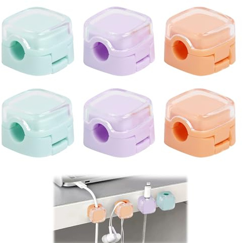 Tweozhui 6 pcs kabelhalter magnetisch ladekabel halter kabelhalter schreibtisch, 2024 Neue Kabel Organizer für Schreibtisch, Vielseitig Einsetzbar für USB, Lade- und Kopfhörerkab (Zufällige Farben)