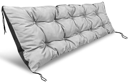 EDANTI Gartenkissen Gartenschaukelkissen Bankkissen Sitzkissen Rückenlehnen Bankauflage Für Gartenbank Polsterauflage Für Hollywoodschaukel Palettenbank 120x40cm (Hellgrau)