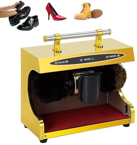Cireuse à chaussures à induction entièrement automatique, Cireuse à chaussures électrique 1400 tr/min avec poignée, Cireuse à chaussures domestique en cuir, Cireuse à chaussures commerciale(Gold)