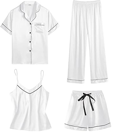 Pyjamasset för kvinnor bomull långärmad nedtill – breda ben myskläder set för kvinnor Storbritannien – nattkläder set nattdräkt pyjamas kort set bomull nattlinnen nattlinne plus size pyjamas myskläder