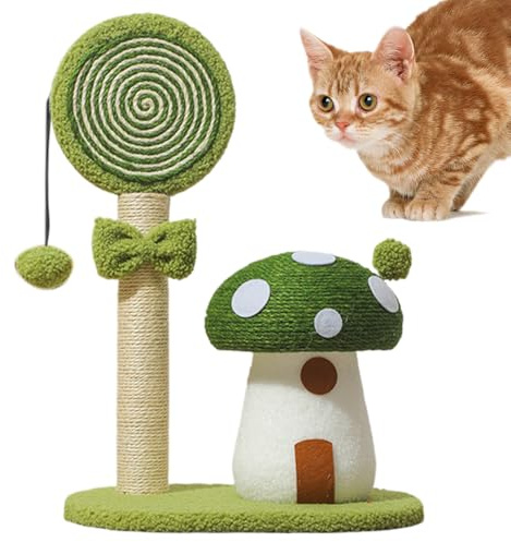Gatto a Forma di Fungo Post di Raschiamento, Giocattolo Interattivo Gatto Albero Gratta Indoor Post | Sisal Board Scratcher, Pali per Raschiare Funghi Multifunzionali