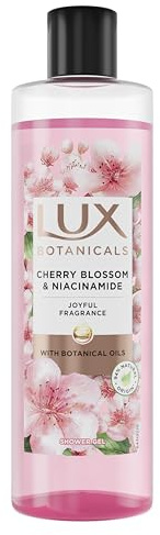 LUX Bagnodoccia Botanicals, Cherry Blossom & Niacinamide, Bagnoschiuma Uomo e Donna, con Niacinamide, Fragranza ai Fiori di Sakura, con Oli Botanici, 94% Ingredienti Naturali, 490ml