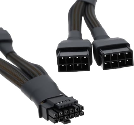 Create idea Cable Adaptador de Corriente de 16 Pines (12 + 4 Pines) A 2 X 8 Pines 12 Cm 16 AWG Compatible con Nvidia RTX 4080 Y 4090