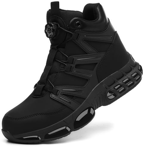 KOIFISH Bottes de sécurité imperméables pour homme et femme - Chaussures de travail légères à coussin d'air - Chaussures de travail avec embout en acier - 36-47