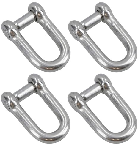 AB Tools Dee Schäkel mit Senkkopf, 8 mm, Sechskant-Stecknuss, Edelstahl, 316, 4 Stück