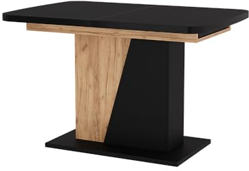 Vicco Esstisch Fenaro, Schwarz/Goldkraft Eiche, 120-160 x 80 cm | ausziehbar, ausziehbar mit Einlegeplatte für flexible Tischgrößen
