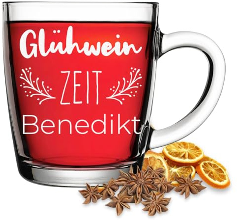 polar-effekt Glühwein-Glas 340 ml für mit personalisierter Gravur als Geschenk - Glühweinbecher mit Namen - Trinkglas für Tee, Punsch & Kakao - Spülmaschinenfest