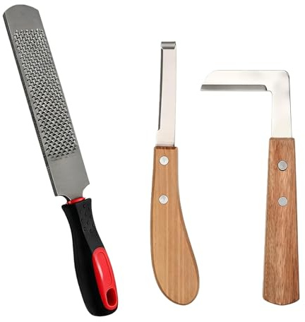 Set Di 3 Kit Di Strumenti per Tagliare Gli Zoccoli: Kit Di Strumenti Professionali per Tagliare, Lima a Ferro Di Cavallo, Lama Diritta Coltello per Zoccoli, Rasoio per Coltello per Zoccolo