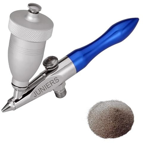 JUNIERS Airbrush Pistole Eraser Gun AG-278 Sandstrahlpistole – Airbrush Sandstrahl Set inkl. Schlauch, 150 g Sandstrahlgut, Staubmaske & Wandhalterung