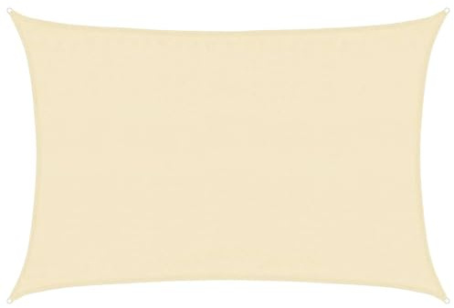 Sonnensegel Creme HDPE 3,5x4,5m Rechteckig UV-Schutz Wasserdurchlässig | 160g/m², schimmelresistent, inkl. 4 Seile, Edelstahlösen, für Garten, Terrasse, Balkon
