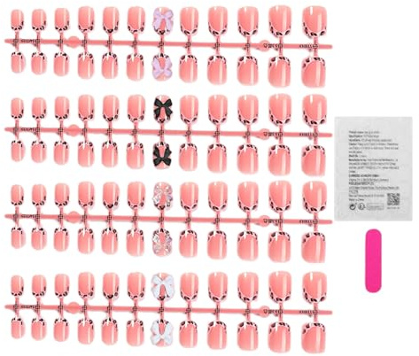 Spikar att trycka på – 96 stycken, rosa, ytan, för att fästa på konstgjorda naglar – tryck på konstgjorda naglar – för fru, mor, flickvän, flicka, vänner, dig
