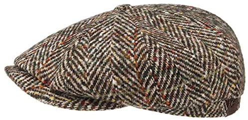 Stetson Hatteras Herringbone Flatcap Herren aus Schurwolle Baumwollinnenfutter Herbst Winter beige 62 cm