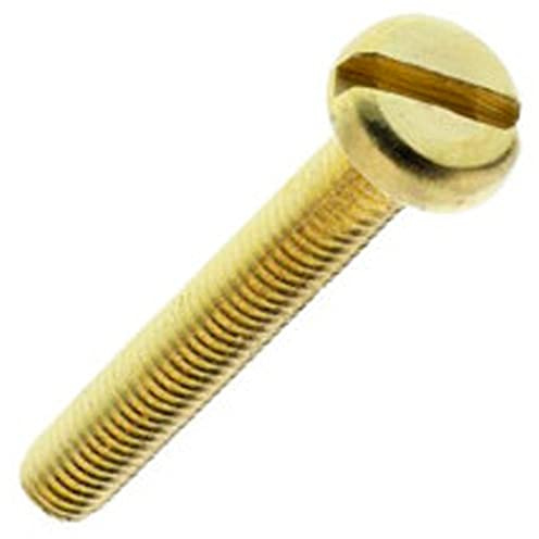 Merriway BH03539 M4 x 50 mm Messing Maschinenschraube Geschlitzter Flachkopf, Weiß, 10 Stück