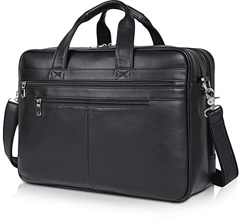 Polare 17'' Computer Briefcase Work Bag Business Case For Men With Full Grain Leather Fits 15.6'' Laptop