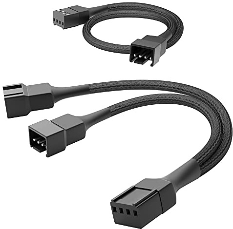 KabelDirekt – Cavo Ventola 15cm Ventole PWN su 2x cava a Y ventola PWM + 30cm cavo di prolunga ventola PWM, per il collegamento di ulteriori ventole