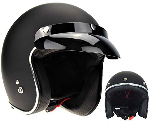 VIPER RS-05 SLIM SKINNY FIT RETRO CUSTOM BOBBER OPEN FACE MOTORCYCLE HELMET - MATT BLACK - EXTRA LARGE