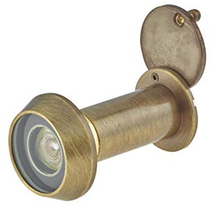 Door Viewer Antique Brass Bronze Peepholes or Peek Holes | 200 Degree Fire Rated Spy Hole with Privacy Cover