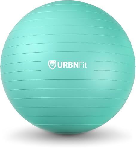 URBNFit Exercise Ball - Yoga Ball in Multiple Sizes for Yoga, Pilates, Pregnancy, Stability - Anti-Burst Swiss Balance Ball w/Quick Pump – Office Ball Chair for Home and Gym – 30 Inch - Teal