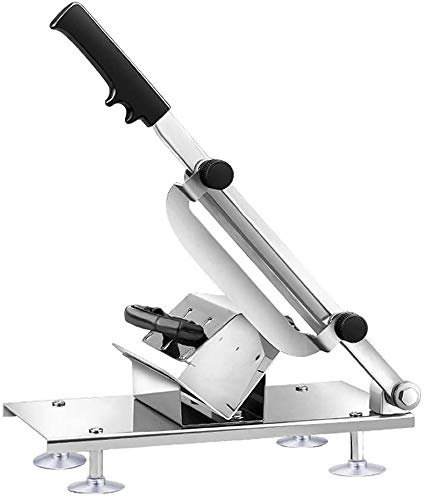 ZKHD Adjustable Manual Frozen Meat Slicer Stainless Steel Frozen Meat Slicing Machine Beef Mutton Bacon Roll Meat Cheese Sheet Slicer Household Meat Food Cutter Cleaver