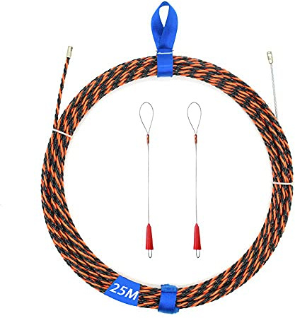 QZATACAEN Fischleinen-Drahtabzieher durch die Wand Draht Einfädler Fisch Plus Fisch Kabelschloss mit Easy Grip 25m