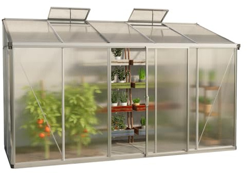 GFP Serre adossée 365 x 147 cm - Eden 25 - Panneaux en Polycarbonate 10 mm