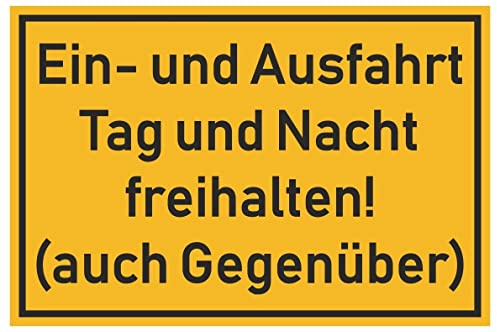 Samunshi® Aufkleber Ein- und Ausfahrt freihalten - Schild Sticker Hinweisschild Warnschild Vorsicht Gelb - 30x19,8cm mehrfarbig
