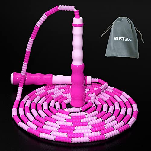 Kinder-Springseil, weiche Perlen, Segment-Springseile, verstellbare Länge, verhedderungsfreies Springseil für Fitness, Springseil für Kinder, Männer und Frauen, Gewichtsverlust, 2 m (Rosa)