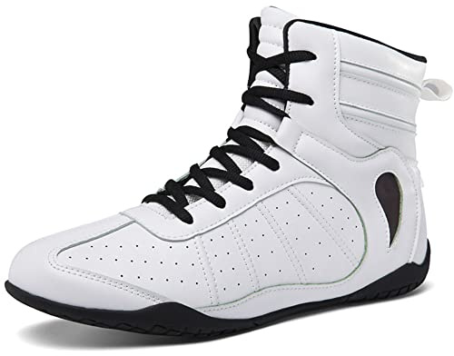 Zapatos de Boxeo para Hombres Zapatos de Lucha Profesional Botas de Boxeo para Entrenamiento físico para Mujeres Blanco EU 37