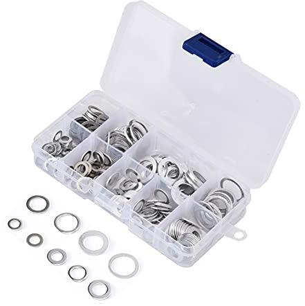 Nimomo Lot de 200 rondelles plates de réparation rondes en aluminium résistant aux hautes températures Kit d'accessoires plats et de joint de verrouillage pour l'entretien