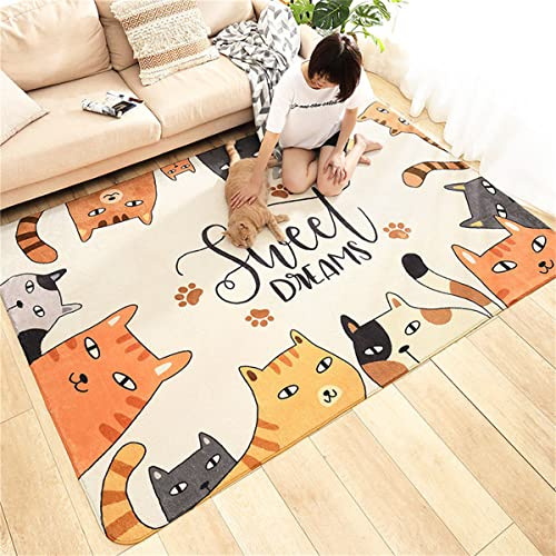 PEIHUODAN Alfombra Infantil Animal Elefante Dinosaurio León Jirafa Gato Alfombra de Salón Grande Alfombra Antideslizante para Habitación de Niños y Niñas Almohadilla de Juego (Color1,120x160 cm)