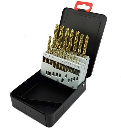 NORTOOLS Drill Bit Set,19 pcs Titanium Nitride Coated HSS Round Shank Drill Bits for Steel, Soft Metal, Wood & Hard with Protective Storage Case 1.0-10.0 x 0.5 mm