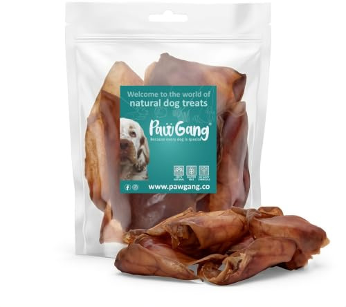 PawGang Large Pig Ears 10pcs – Air Dried Natural Dog Treats Pigs Puppy Chew