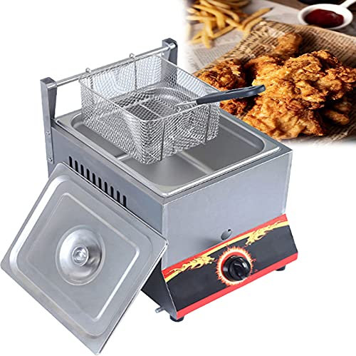 CHEMYO Friteuse à gaz Multifonction de Grande capacité 11L / 22L, friteuse Domestique Commerciale au GPL, avec paniers et couvercles à Frire en Acier Inoxydable, Puissance de feu réglable, Frites