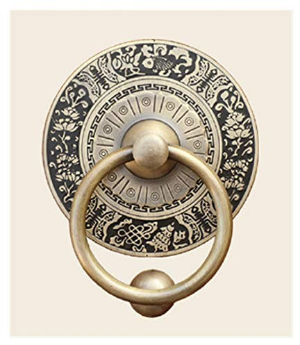 DUNSBY Türklopfer Antiker Türklopfer Aus Messing Türgriff Jahrgang Eengraving Dekorative Holztür Griffe Knöpfe Runden Ring Klopfer Pulls (Color : 11cm Bronze)