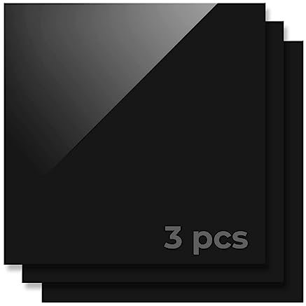 COYOUCO 3 Stück Schwarz Matte/Mattierte (Einseitige) Acrylplatten Mit Schutzpapier Für Beschilderung, DIY-Display-Projekte, Basteln,10x10cmx3mm
