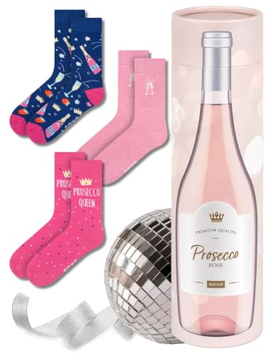 soxo Roliga Strumpor Dam Funny Gift For Women Present Socks Henne Färgglada Damstrumpor 35-40 Prosecco 3 Par
