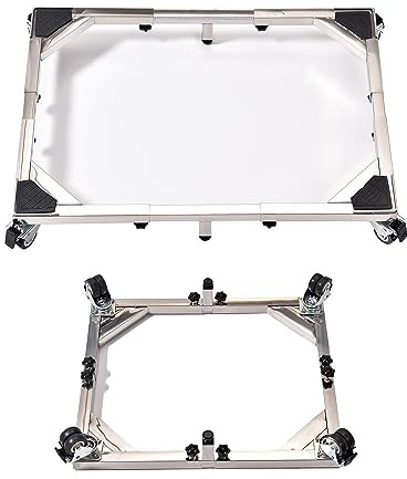 Hiver du blé Base Mobile Regolabile per Lavatrice e Frigorifero, Supporto Pesante in Acciaio con Ruote Doppie Bloccabili, Dimensioni, Portata Fino a 544 kg (58.5 a 93 cm)