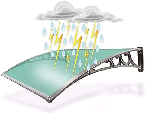 esmen Fenstermarkise Fenster-Markisen für den Außenbereich, Polycarbonat-Abdeckung, überhängende Bogen-Markisen, UV-Schutz, Regen, Schnee, Sonnenlicht, Hohlblech-Baldachin Markisen für Terrassen