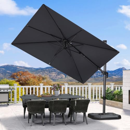 PURPLE LEAF Sombrilla Terraza Exterior 3 x 2 m con Base en Cruz, Sombrilla Jardin de Aluminio con Tejido Protector UV 50+, Inclinación Bidireccional, Rotación de 360° y 5 Ajustes de Altura, Gris claro