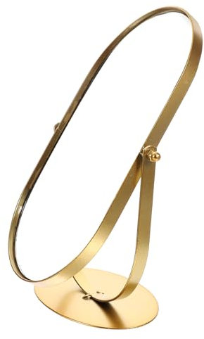 MUCKLILY Kosmetikspiegel Retro Für Schreibtisch Kleiner Tischspiegel Mit Standfuß Vintage-schminkspiegel Für Schlafzimmer Und Wohnzimmer Metallspiegel Für Kommode