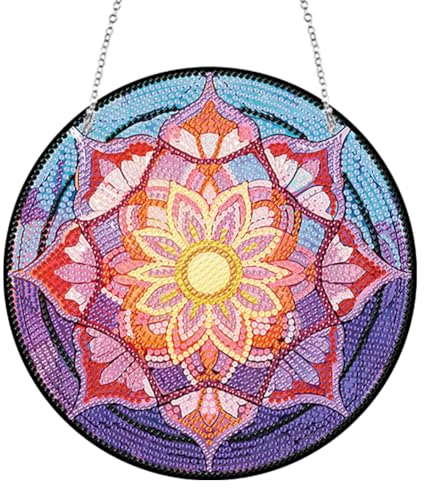 Starnearby DIY Diamond Painting Anhänger, 5D Diamanten Painting Blumen Bilder, Diamant Painting Kranz Set mit Kette, Diamant Malerei Einseitig Fensterbilder für Fenster Wand Und Eingang Decor