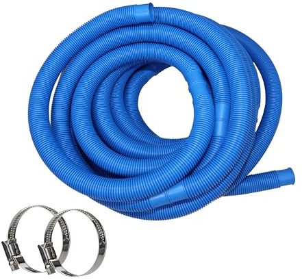 HAF® Hochwertiger Pool Schwimmbadschlauch 38mm Blau 6 Meter für Garten & Schwimmbad | Solarschlauch inkl. 2X Edelstahl Schlauchschellen | Poolschlauch | Pumpenschlauch - Qualität: Made in Germany