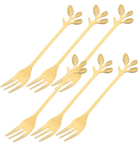 Garneck 3sets Forks 3-Leaf Pastry Forks for Party Cutlery Stainless Steel Dinner Creative Shiny Design for Home Restaurant Hotel 6pcs*3