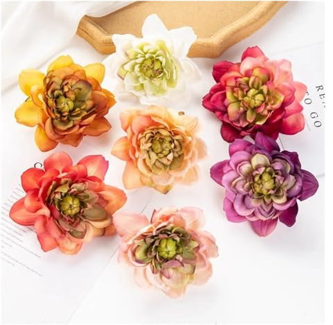 Künstlicher Lotus 10 Stück 10 cm künstliche Blumen for Sammelalbum, gefälschte Dahlie, Heimdekoration, Hochzeit, Weihnachtskranz, Zubehör, DIY-Süßigkeitsschachtel, Seidenlotus Für Aquarium Garten Pool