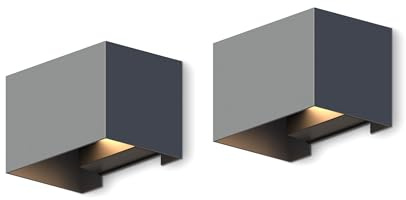 CALEX Venice Wandleuchte, für Außen & Innen, warmweißes Up & Down Licht, einstellbarer Lichtstrahl, wasserdicht, Anthrazit, 2er Pack