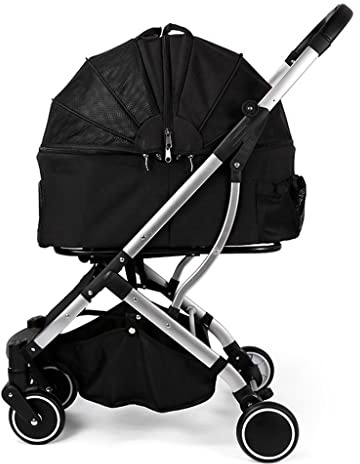 Chariot pour Chien Moyen, Chariot Chat pour Grands Chats, Transporter pour Animaux de Compagnie Amovible Poussette pour Chien Chariot Buggy Chariots pour Chiens Petits et Moyens, Charge 20 kg(Nero)
