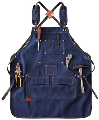 Delantal de trabajo resistente, delantal de trabajo, delantal de herramientas, delantal de carpintería Delantal de carpintería for hombres y mujeres Delantal de trabajo de lona duradera con bolsillos